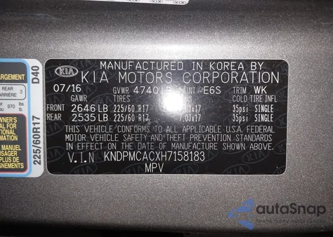 2017 Kia Sportage Lx z USA, uszkodzony, nr VIN KNDPMCACXH7158183